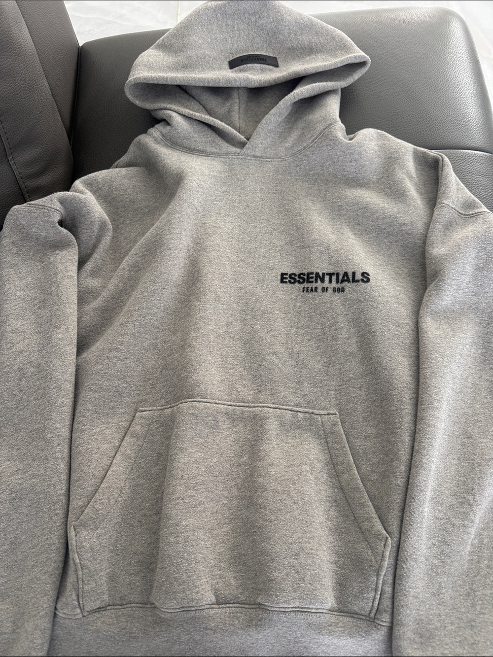 Fear of God Essentials Heather Gray Hoodie with Chest Logo